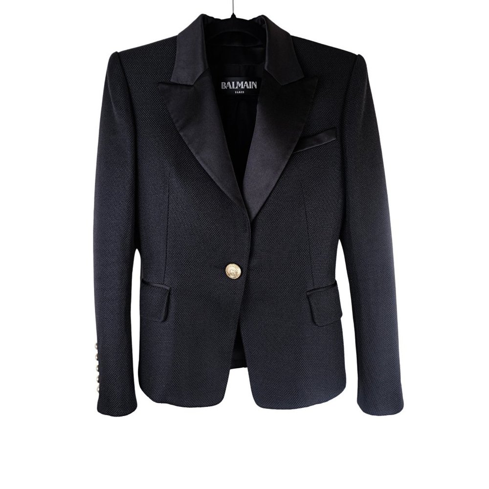 Balmain Gold Single Button Tuxedo Jacket